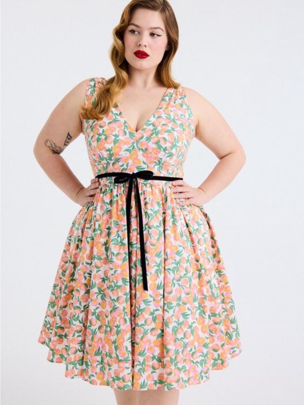 Torrid Retro Chic Peach Vintage Pinup Dress 00 Large Bombshell Plus Size